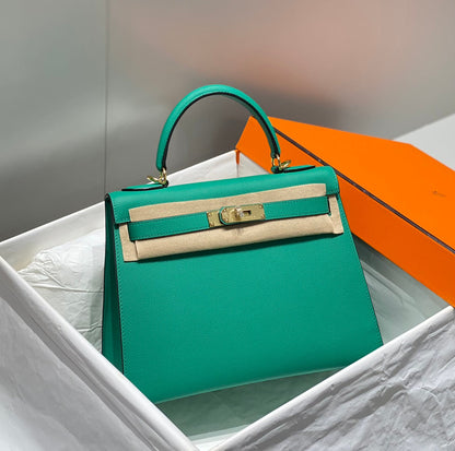 HERMES KELLY 28CM IN VERT VERTIGO EPSOM CALFSKIN GOLD HARDWARE