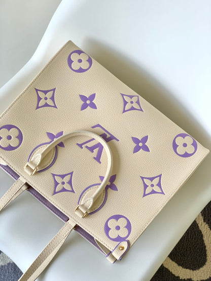LOUIS VUITTON ONTHEGO MM 35CM CREAM PURPLE