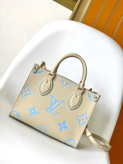 LOUIS VUITTON ONTHEGO PM 25CM CREAM BLUE