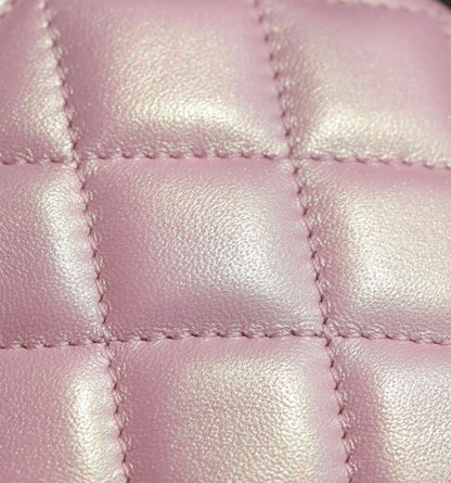 CHANEL 25S FLAP BAG 17 CM IN PEARL PINK LAMBSKIN WITH GOLD HARDWARE