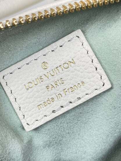 LOUIS VUITTON NANO SPEEDY 16 IN WHITE LATTE MONOGRAM EMPREINTE LEATHER GOLD HARDWARE