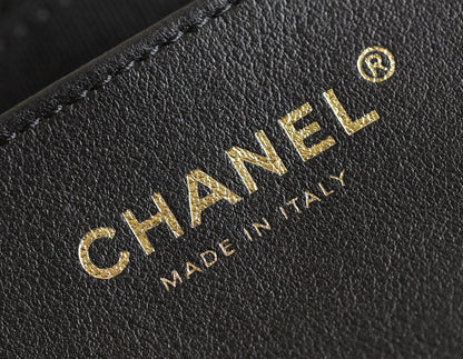 CHANEL 25S TOTE 36 CM IN BLACK LAMBSKIN WITH GOLD HARDWARE