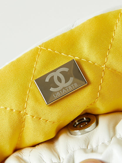 CHANEL MINI 20 HOBO BAG IN WHITE MIX LIGHT YELLOW CALFSKIN