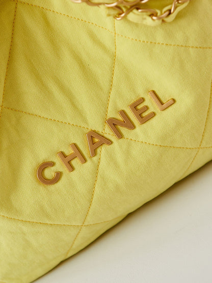 CHANEL CLASSIC MEDIUM 37 BAG IN YELLOW CORN CANVAS