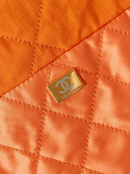 CHANEL CLASSIC MEDIUM 37 BAG IN SAFETY ORANGE CANVAS