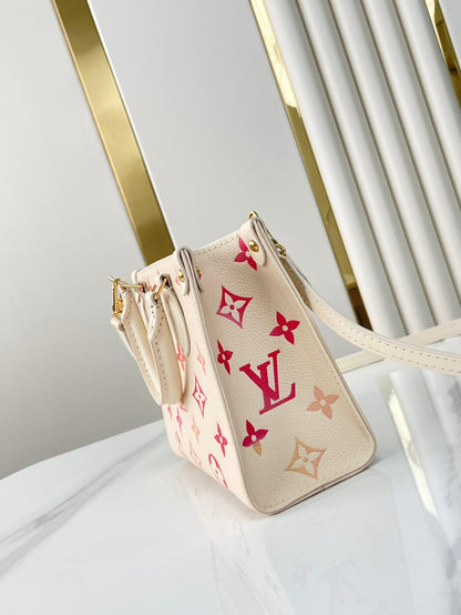 LOUIS VUITTON ONTHEGO BB 18 IN SUNRISE AQUARELLE MONOGRAM EMPREINTE LEATHER