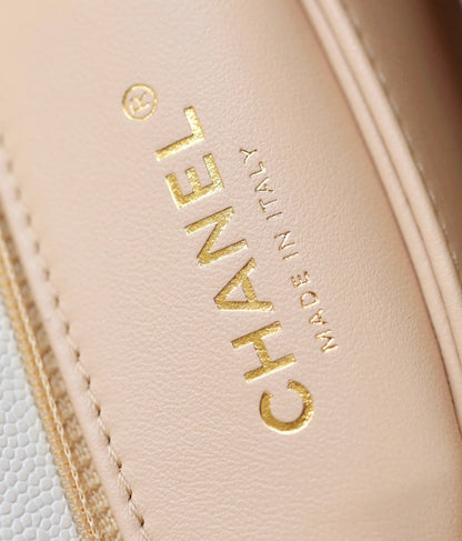 CHANEL 25S FLAP BAG 24 CM IN WHITE LAMBSKIN WITH GOLD HARDWARE