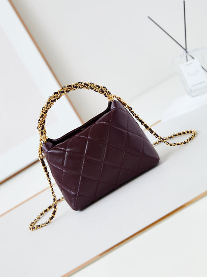 CHANEL HOBO BAG 18 IN WINE RED SOFT LAMBSKIN GOLD CHAIN