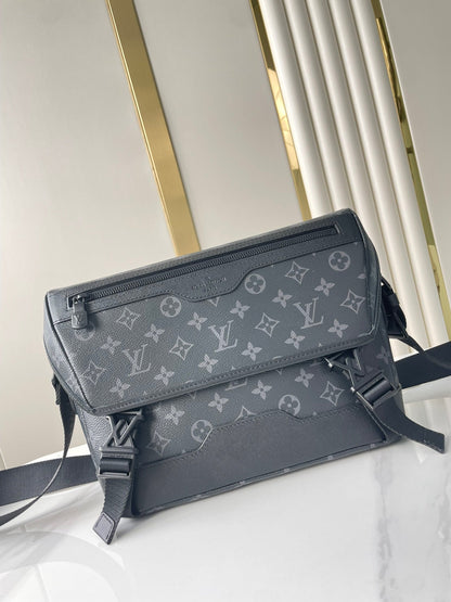 LOUIS VUITTON MESSENGER VOYAGER PM 33 IN GUN METAL MONOGRAM ECLIPSE CANVAS