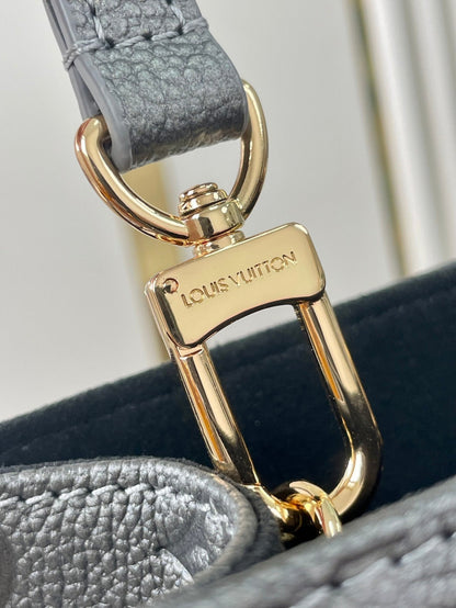 LOUIS VUITTON ONTHEGO PM 25 IN GUN METAL EMBOSSED CALFSKIN