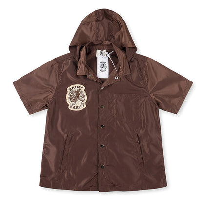 SAINT VANITY Embroidered Sporty Zipper Short-sleeved Jacket