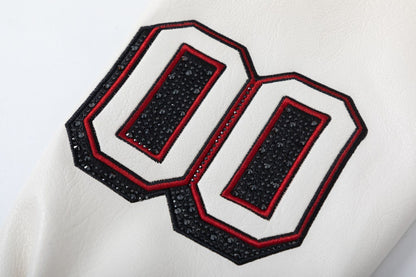 OFF WHITE Crystal Full Lea Varsity Jacket