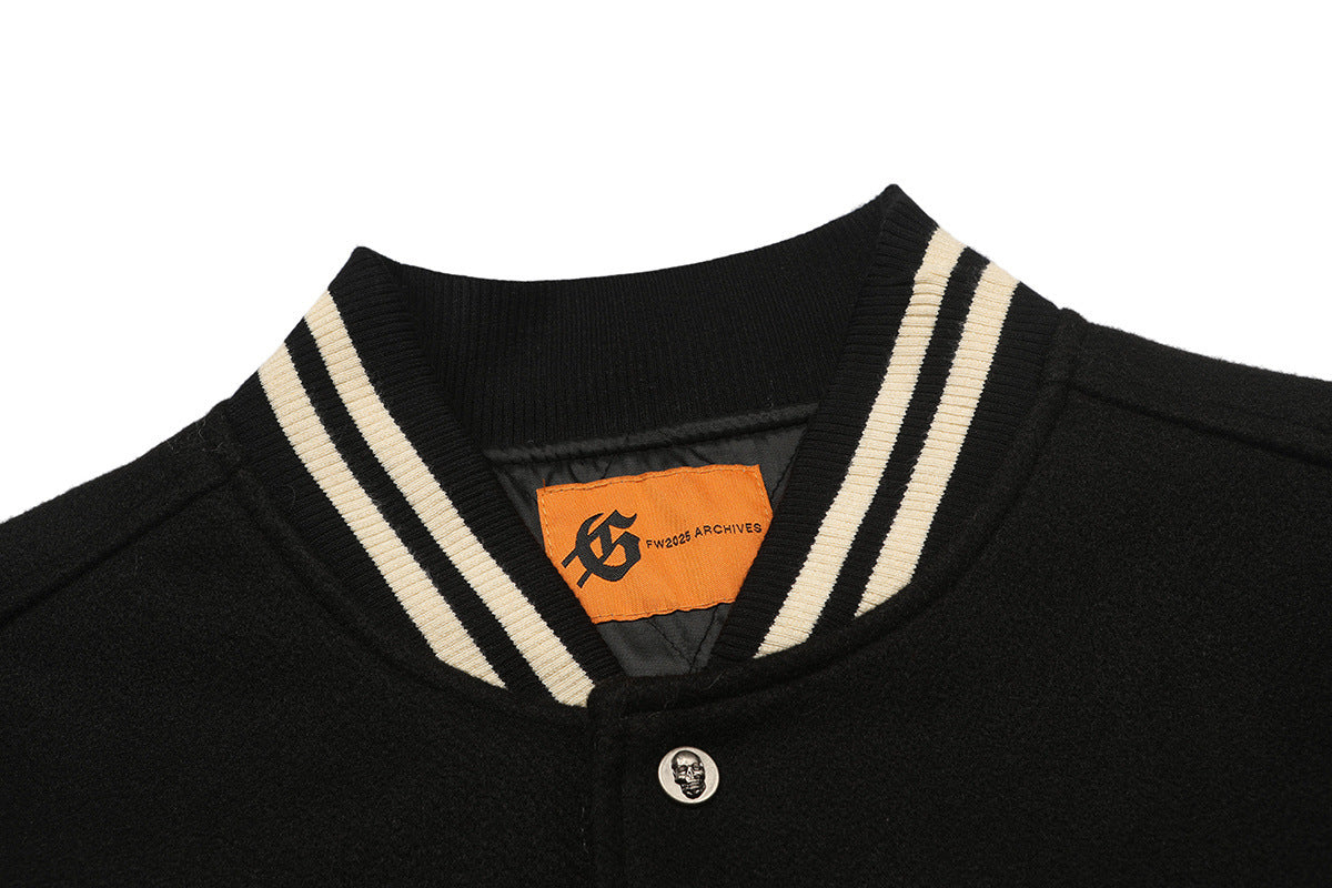 Godspeed Mens F.T.D Wool Varsity Jacket Black/blue