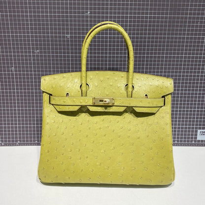 HERMES BIRKIN 30CM LIME OSTRICH LEATHER GOLD HARDWARE
