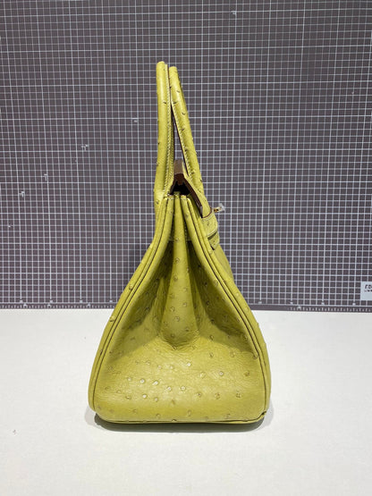 HERMES BIRKIN 30CM LIME OSTRICH LEATHER GOLD HARDWARE