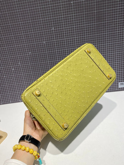HERMES BIRKIN 30CM LIME OSTRICH LEATHER GOLD HARDWARE