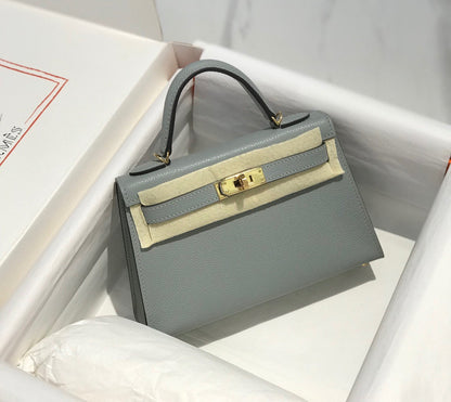 HERMES KELLY MINI 20 MEDIUM GREY EPSOM GOLD HARDWARE
