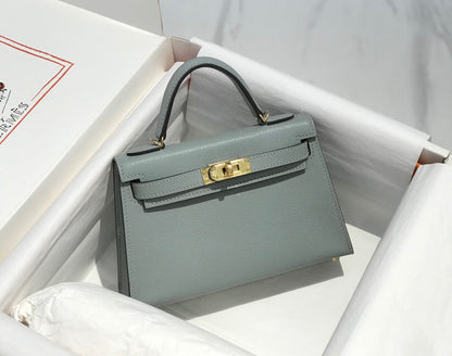 HERMES KELLY MINI 20 MEDIUM GREY EPSOM GOLD HARDWARE