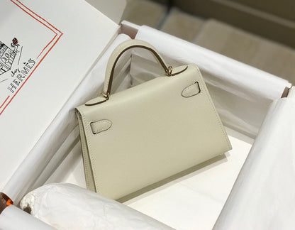 HERMES KELLY MINI 20 WHITE EPSOM GOLD HARDWARE