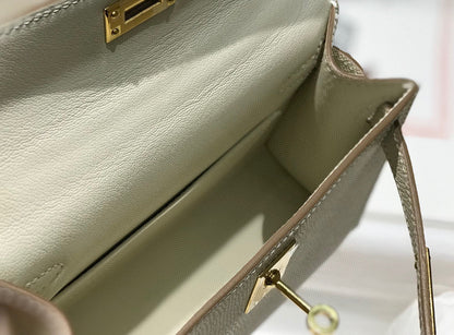 HERMES KELLY MINI 20 WHITE EPSOM GOLD HARDWARE