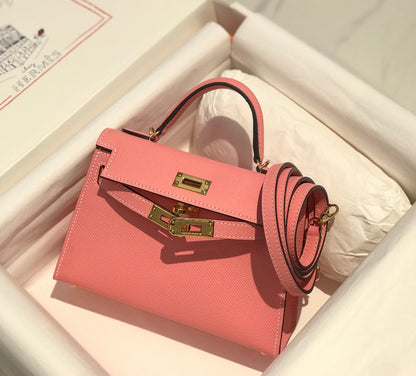 HERMES KELLY MINI 20 PINK EPSOM GOLD HARDWARE