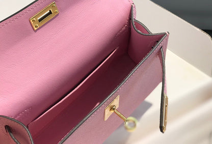 HERMES KELLY MINI 20 LIGHT PINK EPSOM GOLD HARDWARE