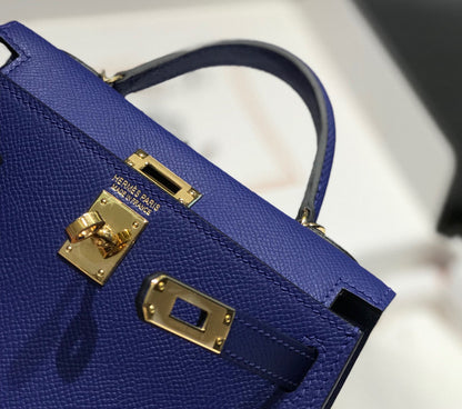 HERMES KELLY MINI 20 BLUE VIOLET EPSOM GOLD HARDWARE