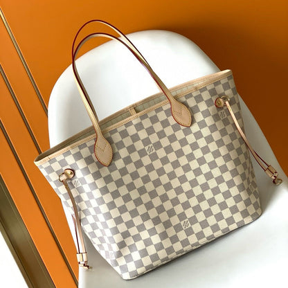 LOUIS VUITTON NEVERFULL MM 32 GREY CREAM DAMIER AZUR INSIDE COLOUR 1