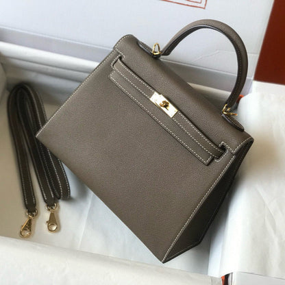 HERMES KELLY 25 ETOUPE EPSOM LEATHER GOLD HARDWARE