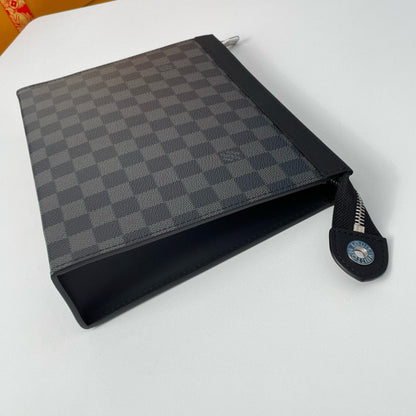 LOUIS VUITTON POCHETTE VOYAGE N41696 MM 26 MONOGRAM BLACK CALFSKIN