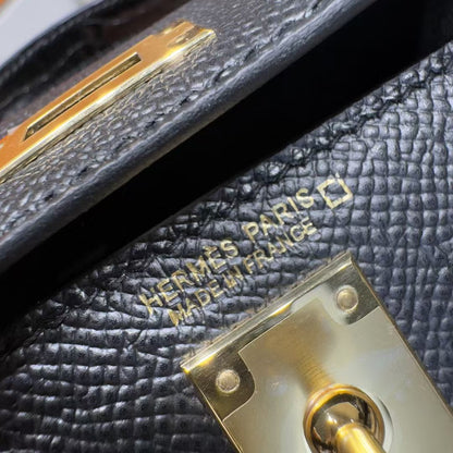 HERMES KELLY MINI 19 BLACK TOGO LETHER GOLD HARDWARE