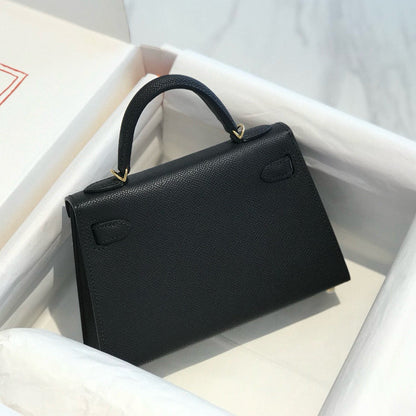 HERMES KELLY MINI 19 BLACK EPSOM CALFSKIN GOLD HARDWARE