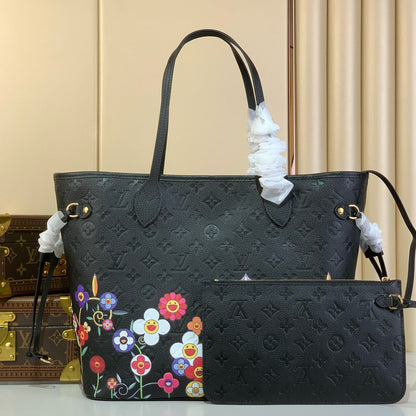 LOUIS VUITTON NEVERFULLxTM MM TOTE BAG 32 IN BLACK MONOGRAM CALFSKIN