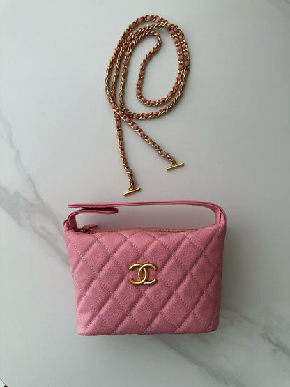 CHANEL TOP HANDLE BAG 19 IN PINK GRAINED CALFSKIN