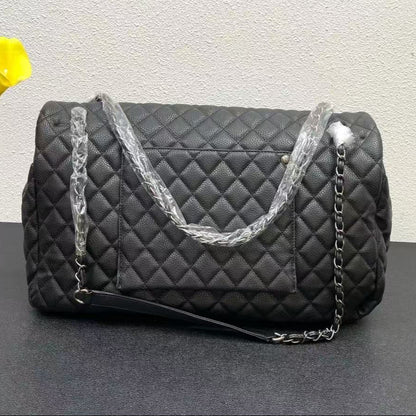 CHANEL CLASSIC FLAP BAG 46 IN BLACK QUILTED CALFSKIN