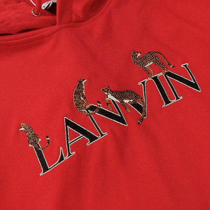 Lanvin Logo Embroidered Cotton Hooded Sweatshirt