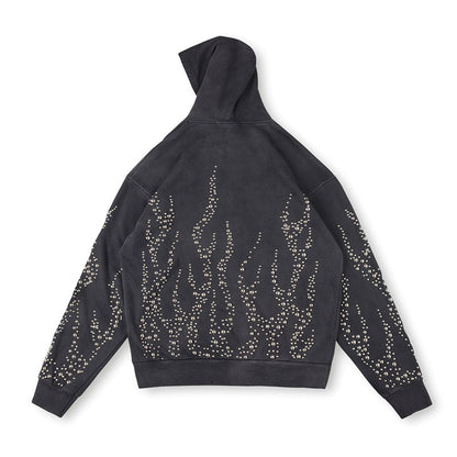 Hellstar Studded Flame Zip-Up Hoodie
