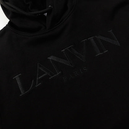 Lanvin Logo Embroidered Cotton Hooded Sweatshirt