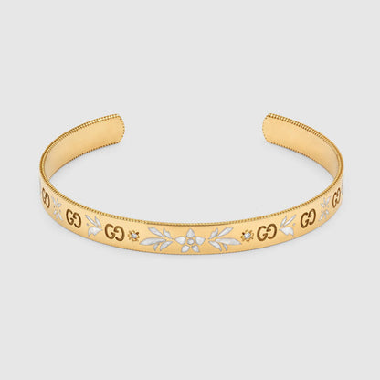 18K Double Gucci Icon Blossom Enamel Bangle Bracelet