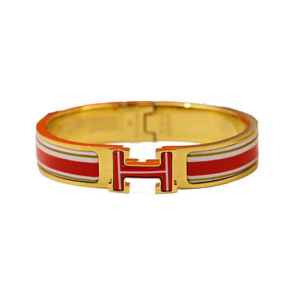 18K Clic Hermes Red & White Bracelet