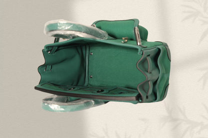 HERMES BIRKIN CARGO 25CM GREEN CANVAS AND LEATHER SILVER HARDWARE