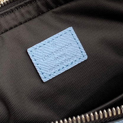 LOUIS VUITTON TRIO MESSENGER BAG 25 IN BLUE MONOGRAM COATED CANVAS AND CALFSKIN