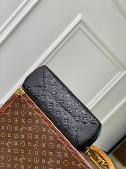 LOUIS VUITTON ANYTIME PM 34 IN BLACK MONOGRAM EMPREINTE CALFSKIN