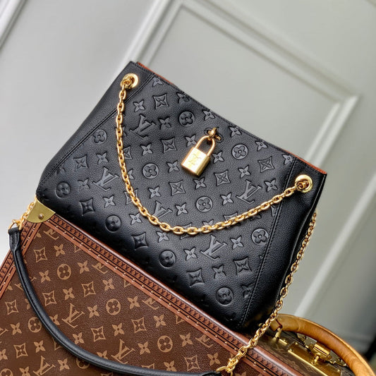 LOUIS VUITTON ANYTIME PM 34 IN BLACK MONOGRAM EMPREINTE CALFSKIN