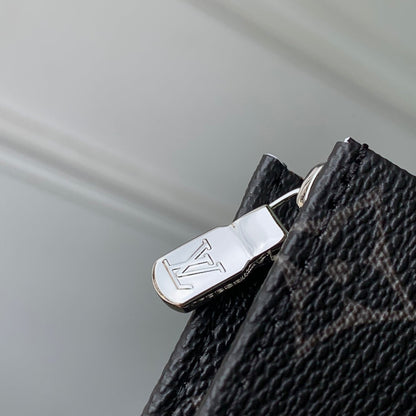 LOUIS VUITTON RIO TOILET POUCH 25 IN BLACK CANVAS MONOGRAM SILVER LOCK