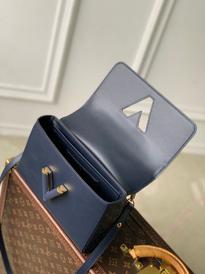 LOUIS VUITTON TWIST SLIM 19 IN NAVY BLUE TAURILLON CALFSKIN GOLD HARDWARE