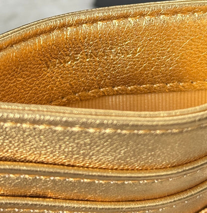 CHANEL 25S CARD HOLDER 11 IN GOLD LAMBSKIN GOLD HARDWARE