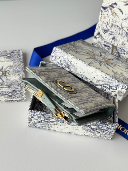 CHANEL DIOR 25S 30 MONTAIGNE DAHLIA WALLET 11 IN GRAY DIOR OBLIQUE JACQUARD