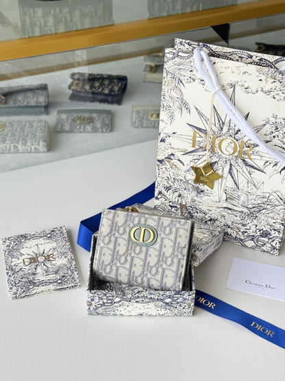 CHANEL DIOR 25S 30 MONTAIGNE DAHLIA WALLET 11 IN GRAY DIOR OBLIQUE JACQUARD