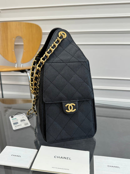 CHANEL 25S HOBO BAG 30 IN BLACK CAVIAR